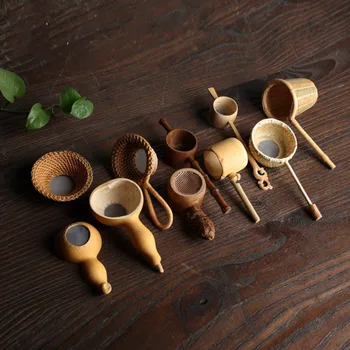 Çay masası Dekor Çay Süzgeçler Bambu Rattan Kabak Şekilli çay Yaprakları Huni Çay Töreni için Japonya Teaism Dekor Çay Aksesuarları