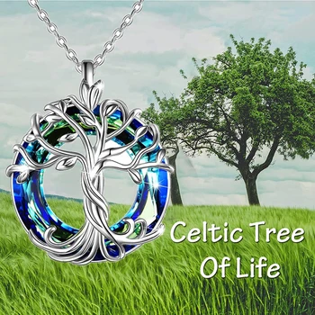 Hayat ağacı Kolye Kadınlar için Trendy Celtic Aile Mavi Kristal Kolye Doğum Günü mezuniyet hediyesi Kadınlar Kızlar için Arkadaşlar Anne