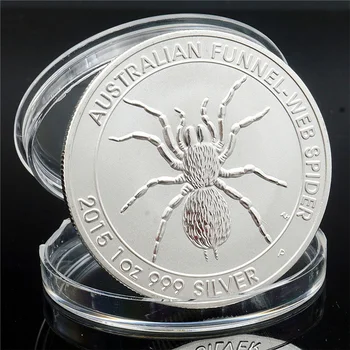 Nokta Hayvan Sikke Avustralya Örümcek hatıra parası Hatıra Madalyası Gümüş Sikke İngiliz Kraliçe Kafa El Sanatları Koleksiyon