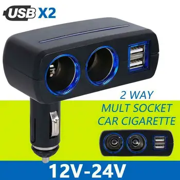 Evrensel Araç Çakmak Soket Adaptörü Çift Çift Fiş 12V çift USB şarj Splitter Şarj Aksesuarları Araba USB B9P8