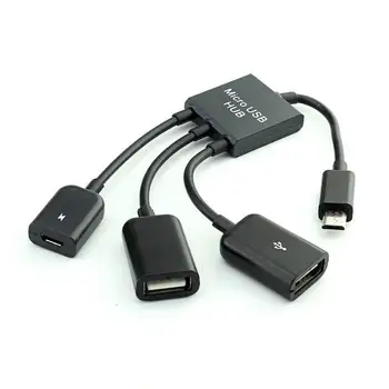3'ü 1 arada USB OTG Kablo Adaptörü, Akıllı Telefon ve Tablet için Mikro USB Hub USB OTG Uzatma Adaptörü
