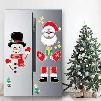 Noel Buzdolabı Mıknatısları Seti Sevimli Noel Manyetik Çıkartmalar Buzdolabı DIY Noel Kardan Adam Su Geçirmez Tatil Süslemeleri