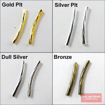 Toptan 120 Adet Şerit Eğrisi Tüp Spacer 20mm Altın Gümüş Bronz Donuk Gümüş Bronz Kaplama Takı Yapımı İçin El Sanatları DIY