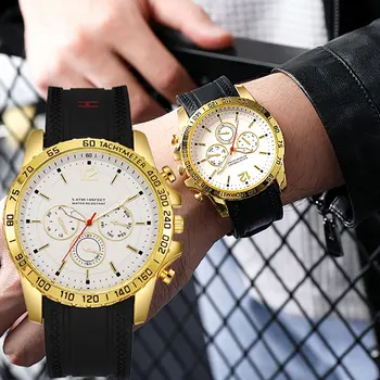 Ünlü Popüler Marka Saatler Erkekler için Lüks Büyük Arama Erkek İzle Silikon Band Kuvars Kol Saatleri Spor Saati Reloj Hombre