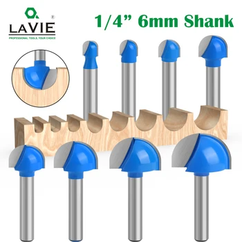 LAVIE 1 adet 6mm 1/4 Shank Topu Burun Yönlendirici Bit seti Yuvarlak freze ahşap için kesici CNC Yarıçapı Çekirdek Kutusu Katı Karbür Araçları