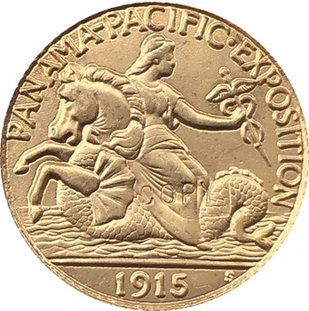 24-K Gola Kaplama ABD 1915 2 1/2 Dolar Frank sikke kopya
