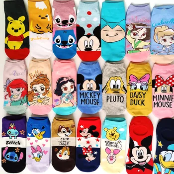 5 Çift / paket Kadın Kısa Çorap Disney Mickey Mouse ve Donald Ördek Mickey Minnie Star Wars Tema Sevimli Ayak Bileği Çorap