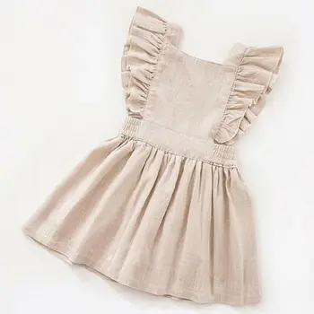 1-6years Toddler Bebek Kız Elbise Çocuk Giyim Kız Fırfır Kollu Elbise Katı Kolsuz Sundress Çocuklar Yaz Kıyafeti