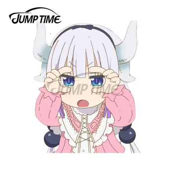 JumpTime 13x12. 2 cm Kobayashi Sevimli Kanna Ejderha Loli Araba Çıkartmaları Vinil Anime Grafik Çizilmeye dayanıklı Dekorasyon 3D Gövde Çıkartması