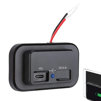 Çift USB Araç şarj soketi USB şarj adaptörü 12V / 24V Araba USB Splitter Çıkış Güç Adaptörü İçin LED İle Camper Kamyon Tekne RV