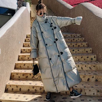 İç astarlı ceket Kadınlar için Kış Kore Sıcaklık Kalın Uzun Gevşek Tasarım Duygusu Rahat Moda Stand-up Yaka Ceket Kadın