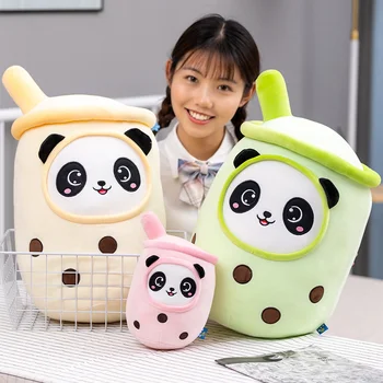 23-70cm Sevimli Panda Kabarcık Çay peluş oyuncak Kawaii Peluş Doldurulmuş Hayvan Sevimli Gıda Boba Süt Çay Yumuşak Kucaklama Yastık Kawaii Odası Dekor