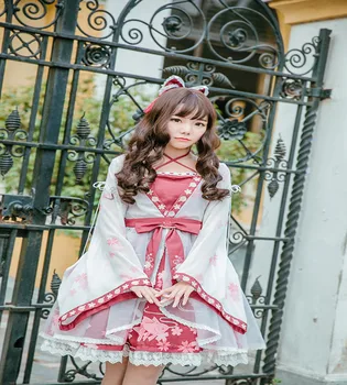Kawaii kız gotik Çin tarzı vintage tatlı lolita elbise sevimli nakış baskı ilmek viktorya dönemi tarzı elbise lolita op loli cos