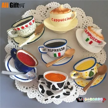 Italyan Latte Kahve Siyah Çay meyve suyu fincanı Tarzı 3D Buzdolabı Mıknatısları Sticker Ev Dekorasyon Buzdolabı Aksesuarları Seyahat Hatıra