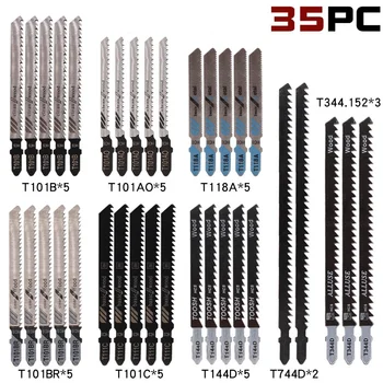 35 Adet Set Jig Testere Bıçağı Metal İnce diş Orta Diş Testere Bıçağı Ağaç İşleme Çok Aracı Bıçakları Kombinasyonu Seti Alüminyum