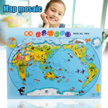 Çocuk Çocuk Ahşap Bulmaca Dünya Çin Haritası Erken Eğitim Öğrenme eğitici oyuncak SP99