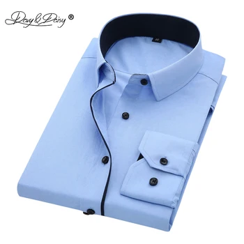 DAVYDAISY Sıcak Satış Yüksek Kalite Erkekler Gömlek Uzun Kollu Dimi Katı Nedensel Örgün İş Gömlek Marka Adam Elbise Gömlek DS085