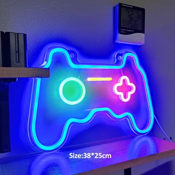 LED Oyun Neon Burcu Gamepad Şekli Oyun Bölgesi Odası Dekor Goodvibes Yatak Odası Duvar Oyun Duvar Dekorasyonu Lightup İşaretleri