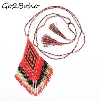 Go2boho Püskül Kolye Boyun Takı Yerli Tarzı Etnik Takı Kadınlar için El Yapımı Collier Kolye Kolye Kadın