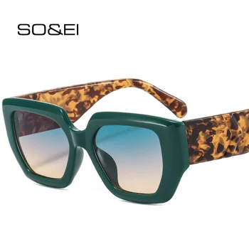 SO & EI Ins Popüler Moda Kedi Göz Güneş Kadınlar Retro Renkli Degrade Shades UV400 Trend Erkekler Kare güneş gözlüğü