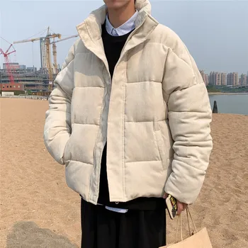 Erkekler Harajuku Renkli Kabarcık Ceket Kış Ceket Güzel Erkek Streetwear Hip Hop Parka Kore Siyah Elbise kışlık ceketler