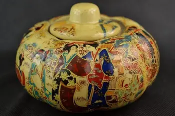 Nefis Çin Eski İşi Jingdezhen Porselen Dowager Kabak-şekil Depolama Pot / Kavanoz