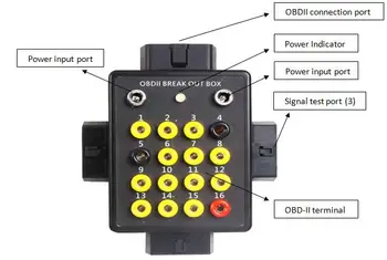 OBD-II sinyal dönüştürme kutusu OBD arayüzü l 16-pin konnektör OBDII break out kutusu