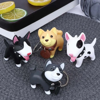 1 ADET Sevimli Köpek Anahtarlık Şekil PVC oyuncak bebekler Anahtarlık Tutucu Shiba Inu Bull Terrier için Mükemmel Hediye Araba Aksesuarları