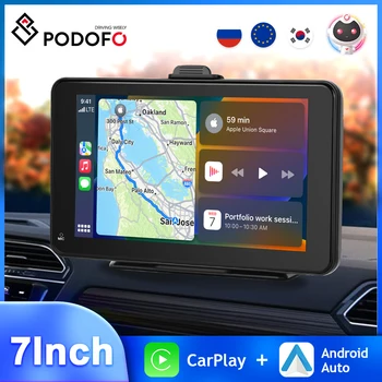 Podofo kaydettikleri 7 Araba Radyo Carplay Multimedya Video Oynatıcı Navigasyon Stereo Kablosuz Android Otomatik MP5 Radyo, Bluetooth Sesli Kontrol