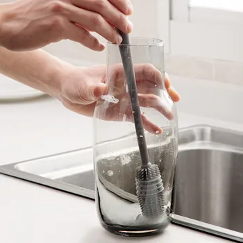 Silikon Bebek şişe fırçası 360 Uzun Saplı Fincan Fırça Ev Fincan Temizleme Fırçası El Yumuşak Ucu Gıda Sınıfı Sulama Mutfak
