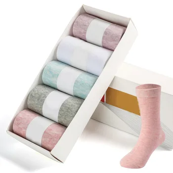 5 Çift / grup Şeker Renk kadın Çorap Seti Japon Mori Kız Tarzı Kawaii Tatlı Düz Renk Rahat Yumuşak İş Pamuk Çorap