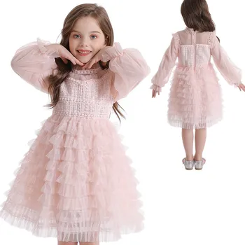 Çocuk Kız Akşam Parti Elbise için Childern Doğum Günü Çocuk Bridemaid Giyim Giyim Uzun Sonbahar Kış Kostüm Çocuk Giysileri