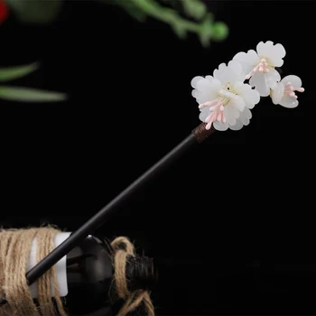Morkopela Retro El Yapımı Çin Yeşim Taş Çiçek Ahşap Saç Sopa Kostüm Firkete Antik Saç Sopa Düğün Saç Aksesuarları