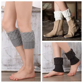 Büyük Kızlar Bayan kısa Çizmeler Çorap Tığ Örme Patik Manşetleri LegWarmers Çorap Örgü Calbes Nervürlü Lolita Ücretsiz Kargo