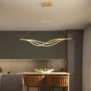 Altın veya mat Siyah Modern LED kolye ışıkları fikstür Armatür Mutfak Oturma yemek odası Kordon Asılı ev kolye lamba