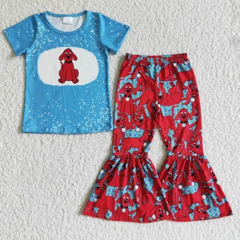 Toddler Kız Karikatür Köpek Kıyafetler Çocuklar Butik Toptan Giyim Çan Alt Baskı Pantolon Çocuk RTS Süt ipek Setleri Giyim