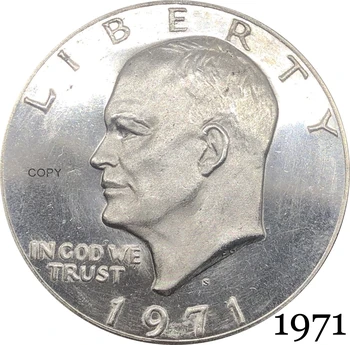 Amerika Birleşik Devletleri Amerika 1971 S Liberty Tanrı Biz Güven ABD 1 Bir Dolar Başkanı Eisenhower Cupronickel Gümüş Kaplama Kopya Para