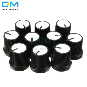 10 adet / grup 6mm Topuzu Beyaz Yüz Plastik Döner Konik Potansiyometre Delik Ses Kontrol Kontrolörü Siyah KAPAKLAR 0.6 cm WH148