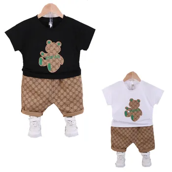 Bebek Erkek Giysileri Setleri Yaz 0 1 2 3 Yaşında Yürümeye Başlayan Moda T-shirt Şort 2 adet Eşofman Yenidoğan Bebekler İçin spor takımları