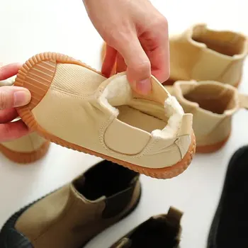 Çocuk Rahat kanvas ayakkabılar Bebek Çocuk Bulanık Pamuk Sıcak Yumuşak Alt Sevimli Bisküvi Taban Ayakkabı İlkbahar Sonbahar Erkek Kız Okul