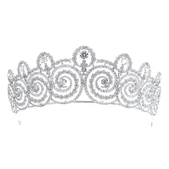 Klasik Kübik Zirkonya Düğün Gelin Prenses Kraliyet Tiara Taç Kadınlar Balo Saç Takı Aksesuarları CH10294