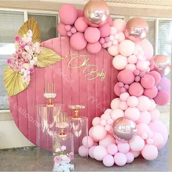 107 adet Balonlar Garland Kemer Kiti Macaron Bebek Pembe Şeftali Pastel Gül Altın Doğum Günü Düğün Bebek Duş Yıldönümü Partisi dekor