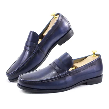 Lüks erkek Penny Loafer'lar Hakiki Deri Erkek Rahat Ofis İş Elbise Ayakkabı Erkekler için Moda Parti Düğün Resmi Ayakkabı