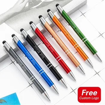 Metal Renkli Tükenmez Kalem Kişiselleştirilmiş Özel Logo Ticari Reklam İmza Kalem Okul Ofis Malzemeleri Toptan
