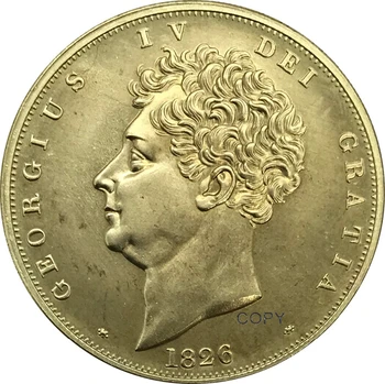 1826 Birleşik Krallık 5 Pound George IV Altın sikke Pirinç Koleksiyon Kopya Para