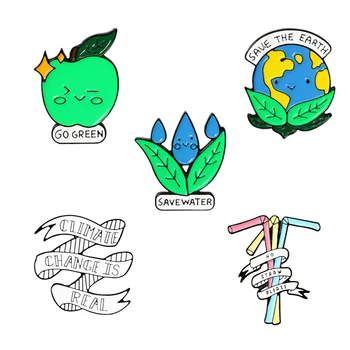 Çevreyi korumak Emaye Pin Korumak Toprak Broş yaka iğneler Sırt Çantası Rozeti Takı Hediye Çocuklar Arkadaşlar için Toptan