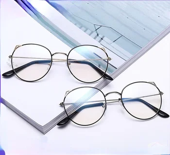 Moda klasik Metal Anti-mavi ışık gözlük kadın erkek Vintage yuvarlak çerçeve bilgisayar oyunu gözlük mavi ışın engelleme gözlük