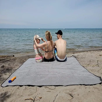 Açık Piknik Battaniye PU Kolu ile Su Geçirmez Dikdörtgen Kare Katlanabilir Plaj Tote Mat Kamp Yürüyüş için B2Cshop