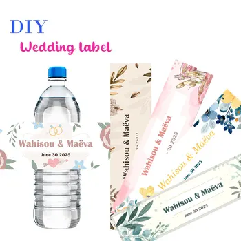 30 adet Özelleştirilmiş Düğün Çıkartmaları Özel Ad Lüks Su Şişesi Etiket Davetiyeleri Mühürler Bebek Duş Doğum Günü Düğün Parti