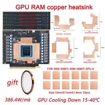 Bellek grafik RTX için GPU RAM bakır ısı emici 3060 3070 3080 3090 / 5600 5700 GPU Soğutma 15-40℃ Termal Ped